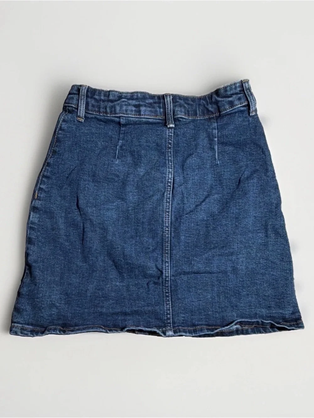 H&M Dark Blue Denim Skirt with Contrast Stitching